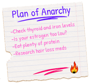 Perimenopause hair loss and unwanted facial hair plan board